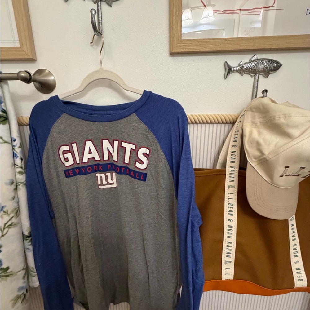 New York Giants Raglan Long Sleeve Tee – Blue & Gray – Size 2X